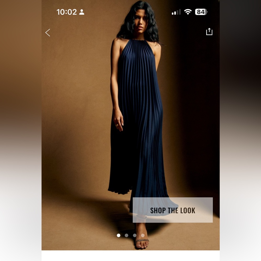 Sezane Blue Pleated Maxi Dress Navy Blue